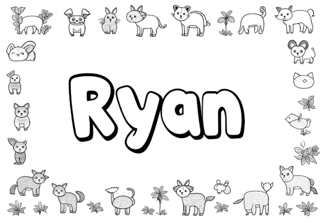 A coloring page of Ryan’s Animal Friends Coloring Page