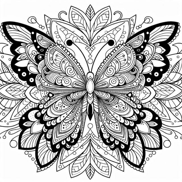A coloring page of Intricate Butterfly Bliss Coloring Page