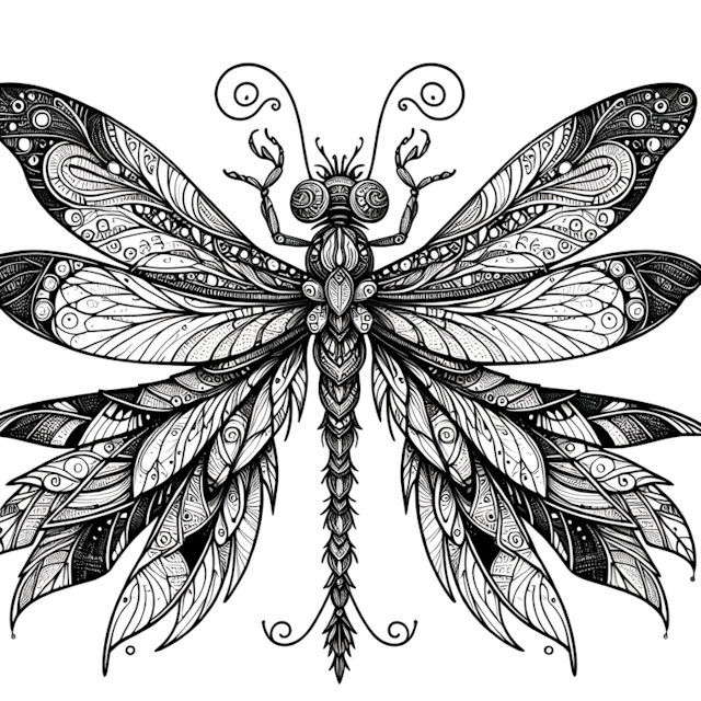 A coloring page of Intricate Dragonfly Bliss
