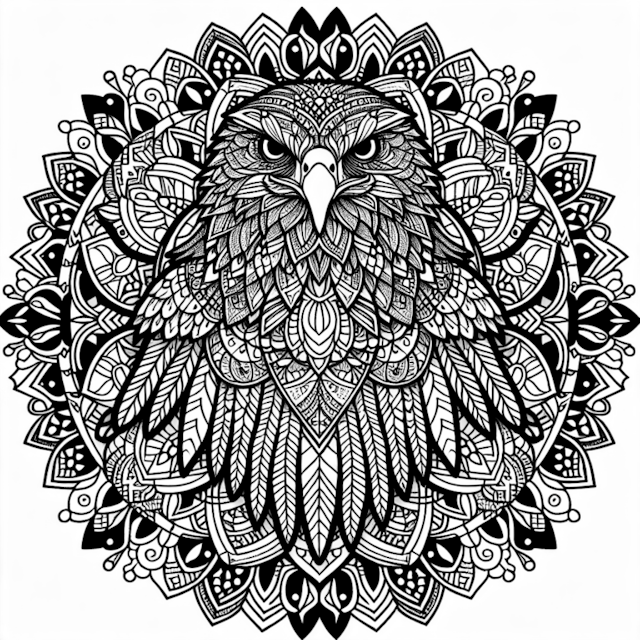 A coloring page of Intricate Eagle Mandala Coloring Page