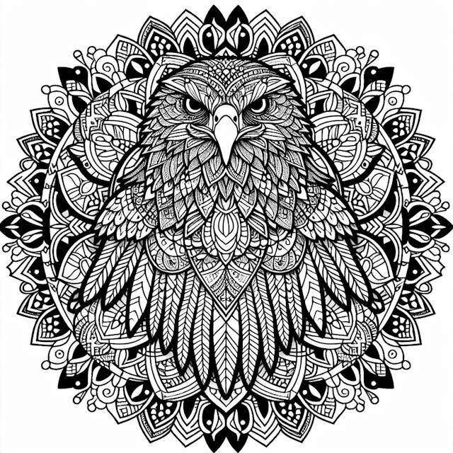 Intricate Eagle Mandala Coloring Page