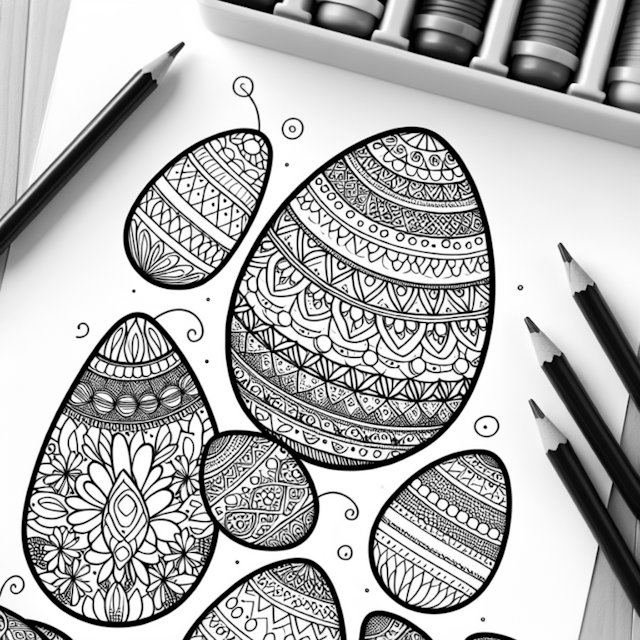 A coloring page of Intricate Easter Egg Designs Coloring Page