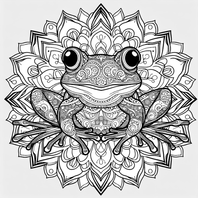 A coloring page of Intricate Frog Mandala Coloring Page