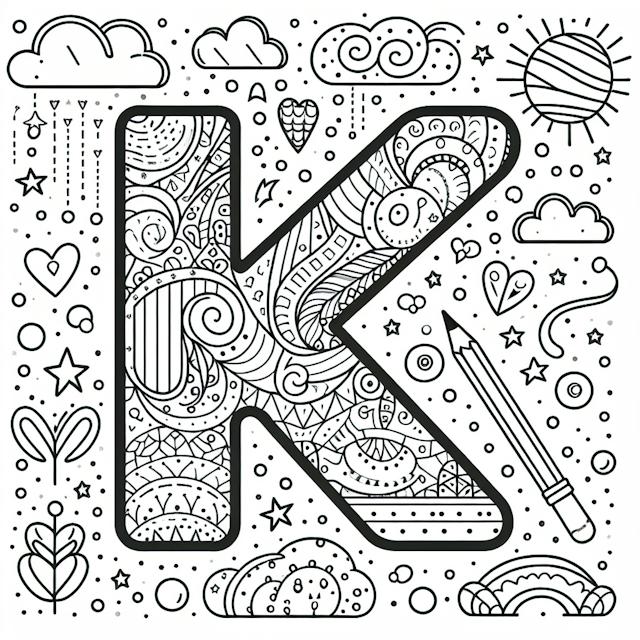 Intricate Letter K Coloring Fun