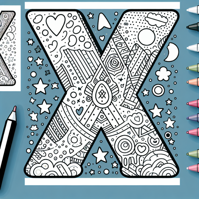 A coloring page of Intricate Letter X Coloring Page