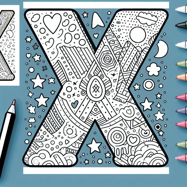 Intricate Letter X Coloring Page