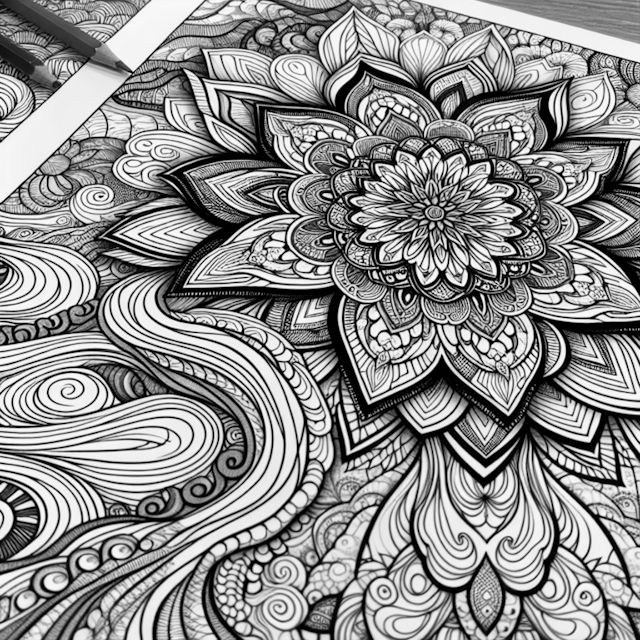 A coloring page of Intricate Mandala and Swirls Coloring Page