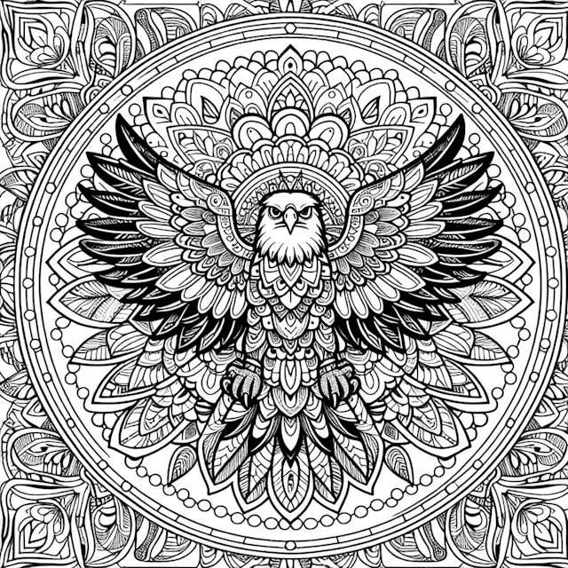Intricate Mandala with Majestic Eagle