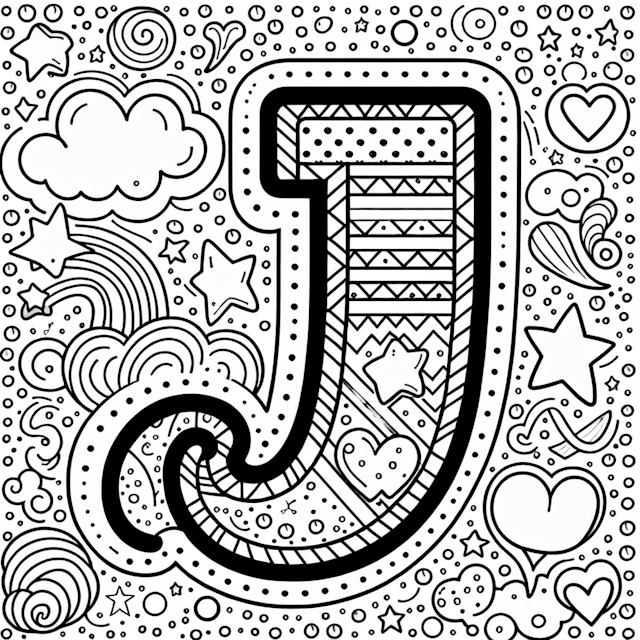 J is for Joyful Adventures Coloring Page