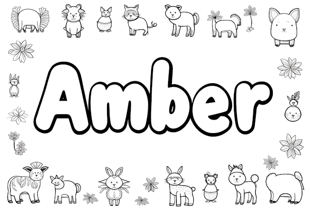 Amber’s Animal Friends Coloring Page
