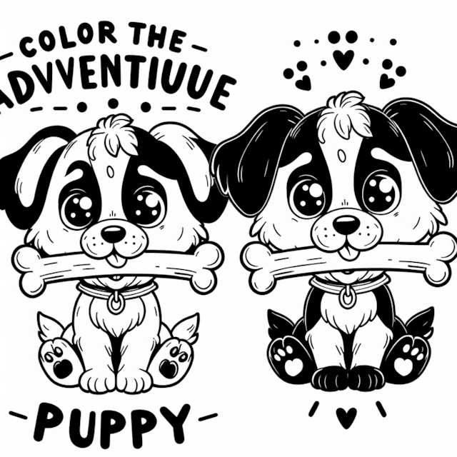 A coloring page of Join the Adventure: Color the Playful Puppy!