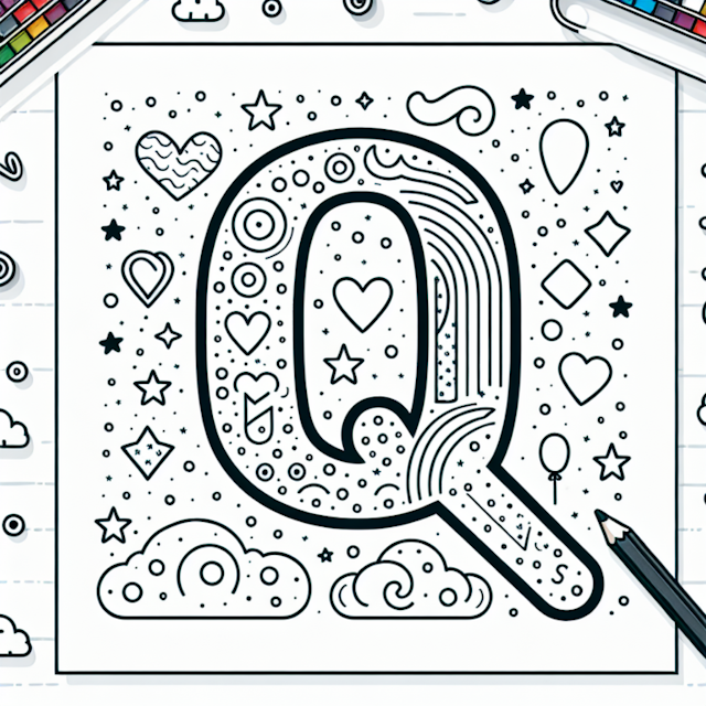A coloring page of Letter Q Fun Coloring Page