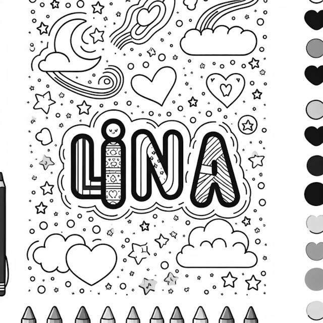 A coloring page of Lina’s Dreamy Night Sky Coloring Page