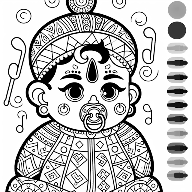 A coloring page of Little Krishna Coloring Page