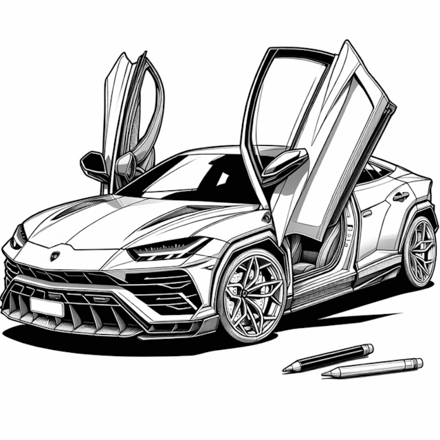 A coloring page of Luxury Sports Car Coloring Page