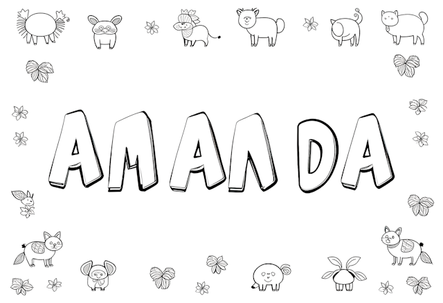 Amanda’s Adorable Animal Adventure Coloring Page