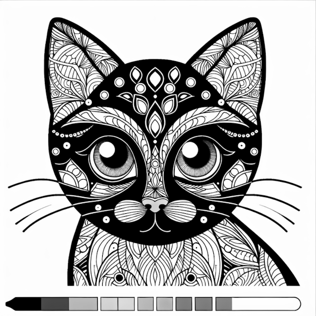 A coloring page of Mandala Cat Coloring Fun