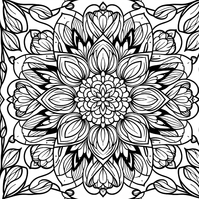 Mandala Floral Art Coloring Page