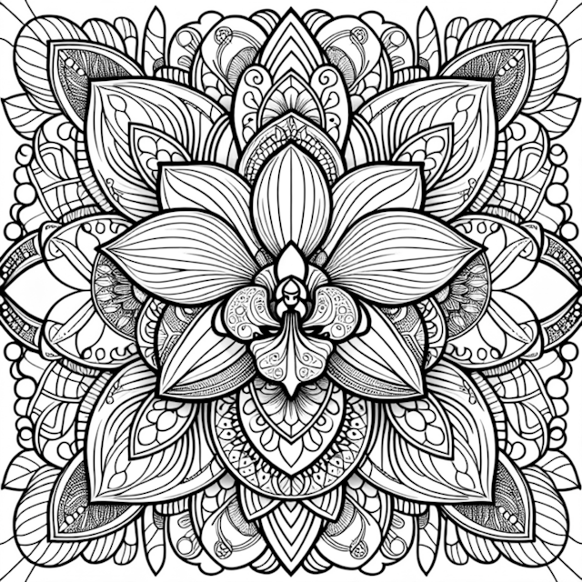A coloring page of Mandala Flower Magic