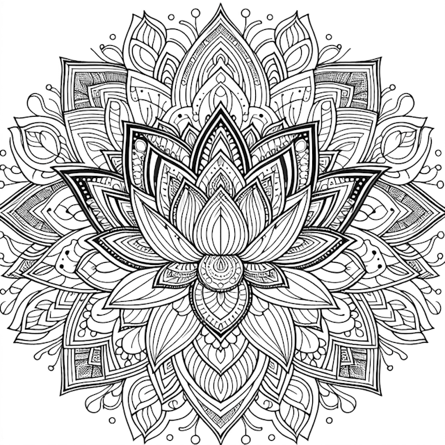 Mandala Lotus Bloom Coloring Page
