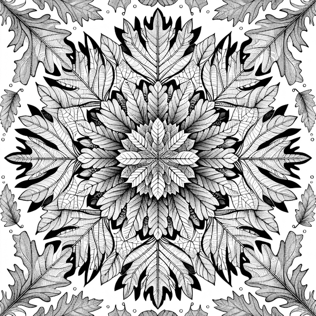 Mandala of Leaves Coloring Page
