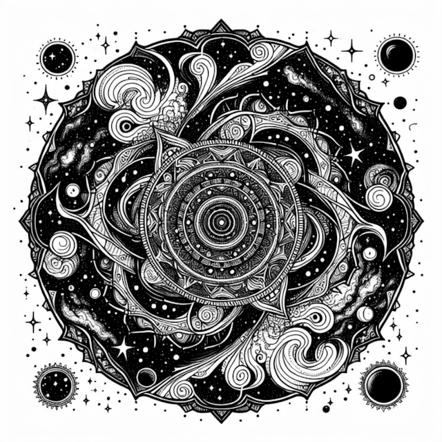A coloring page of Mandala of the Universe