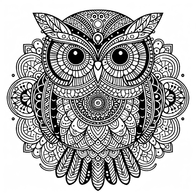 Mandala Owl Coloring Page