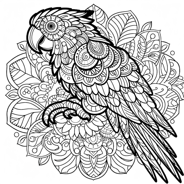 Mandala Parrot Coloring Page
