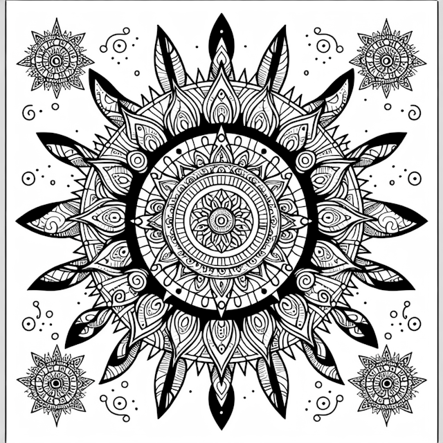 Mandala Sunburst Coloring Page