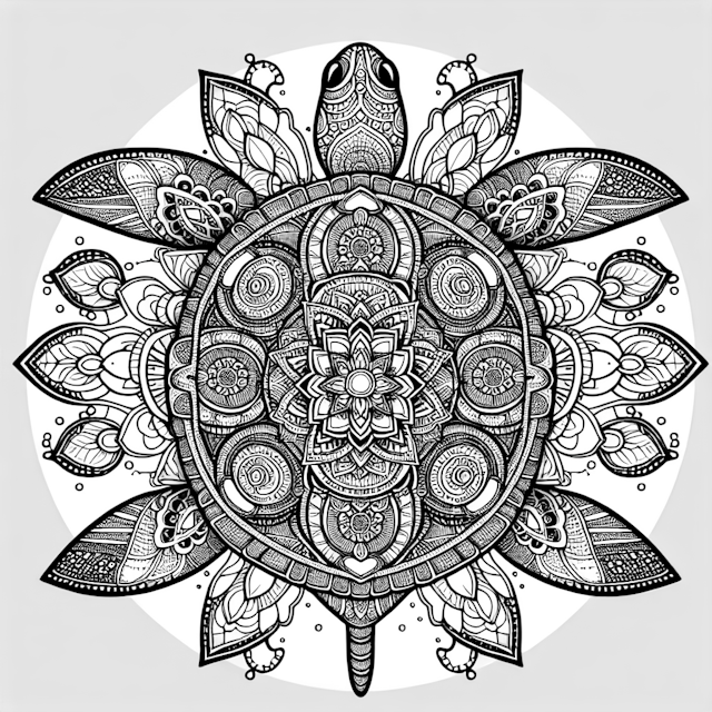 Mandala Turtle Coloring Page