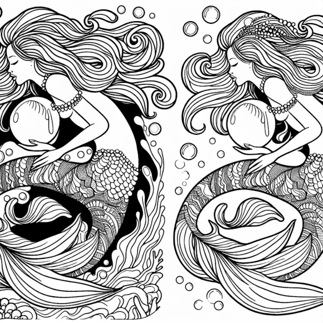 A coloring page of Mermaid Melody: Enchanted Sea Dreams Coloring Page