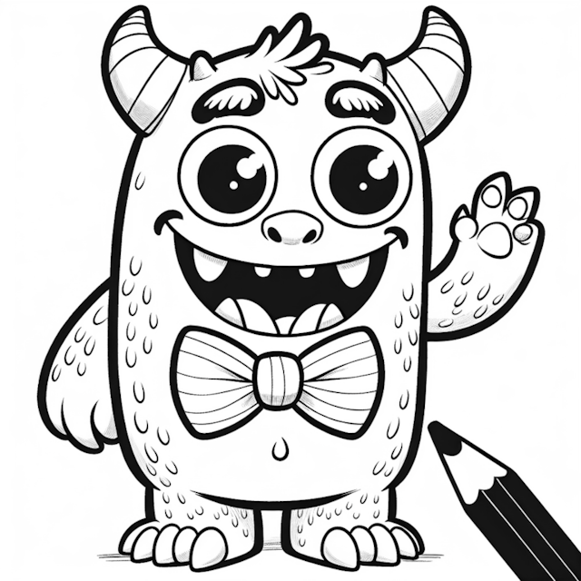 A coloring page of Milo the Friendly Monster Coloring Page
