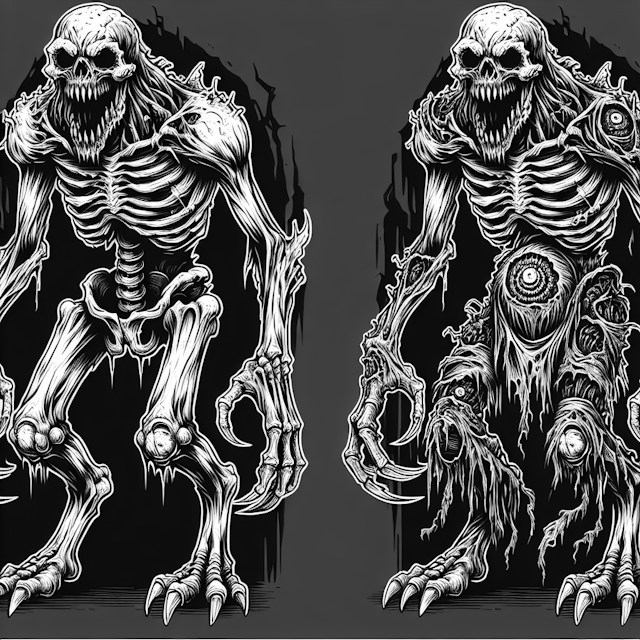 Monstrous Skeletons: Nightmarish Creatures Coloring Page