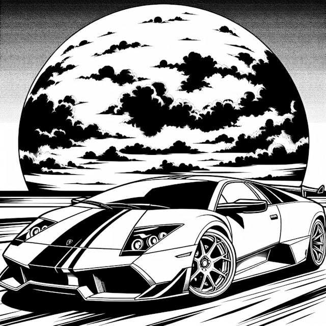 Moonlit Supercar Adventure Coloring Page