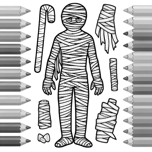 A coloring page of Mummy Coloring Page