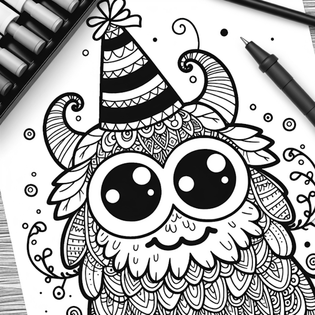 A coloring page of Party Monster Coloring Fun