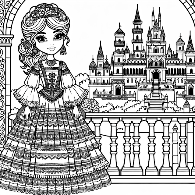 Princess on the Royal Balcony Coloring Page