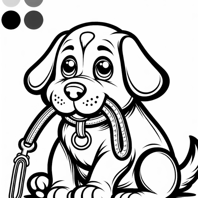 A coloring page of Puppy Wants to Go for a Walk
