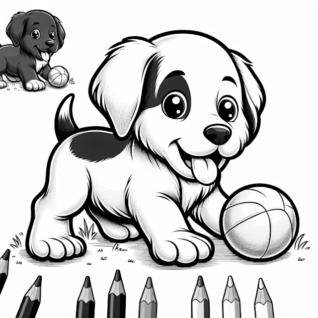 Puppy’s Playtime Adventure Coloring Page