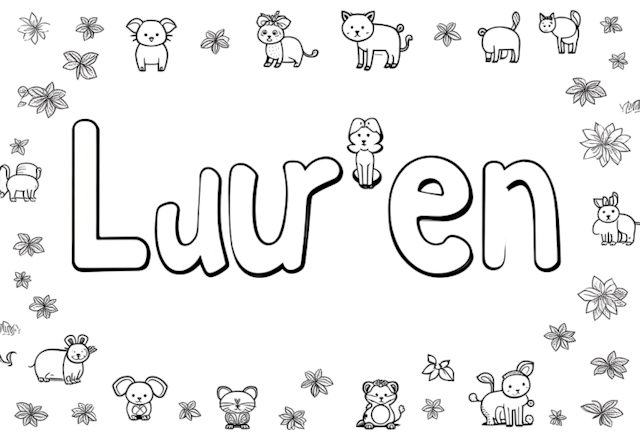 A coloring page of Lauren’s Cute Animal Friends Coloring Page
