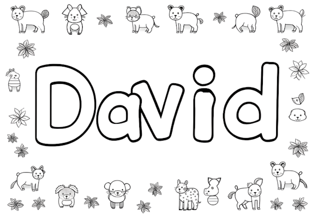 A coloring page of David’s Animal Kingdom Coloring Page