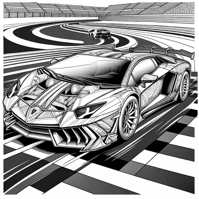 A coloring page of Racecar Rally at the Speed Track