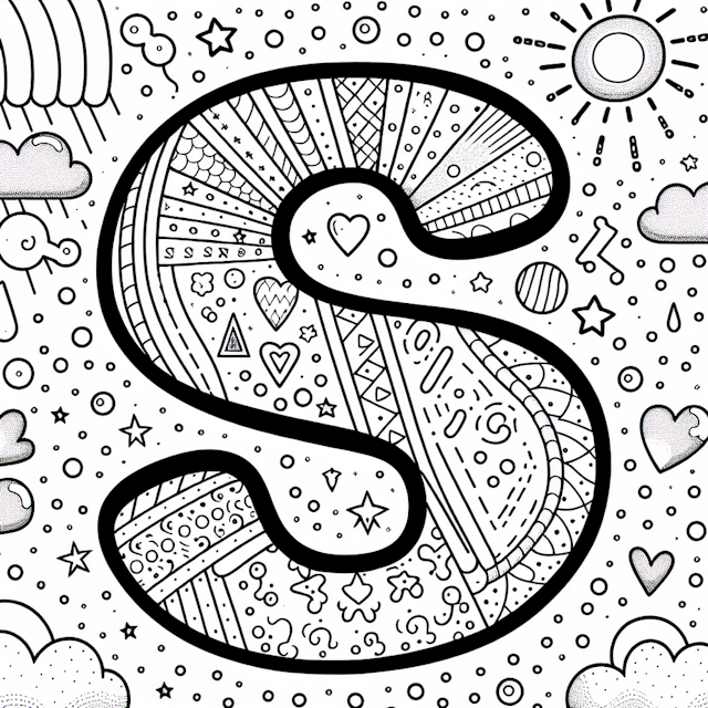S is for Sunshine: A Doodle Coloring Page