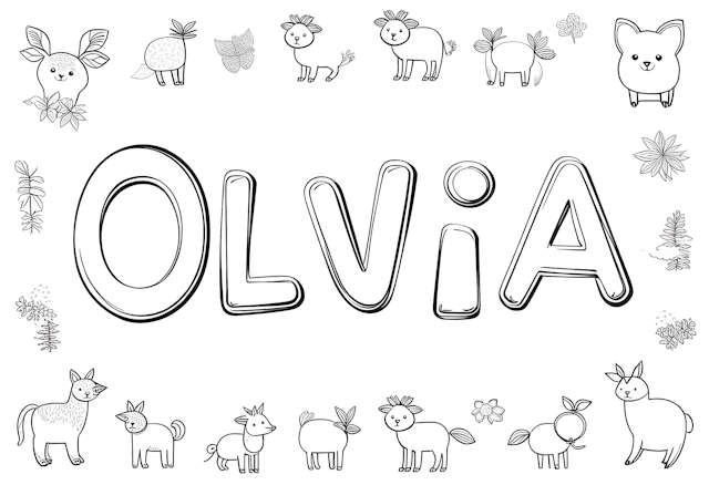 Olivia’s Animal Friends Coloring Page