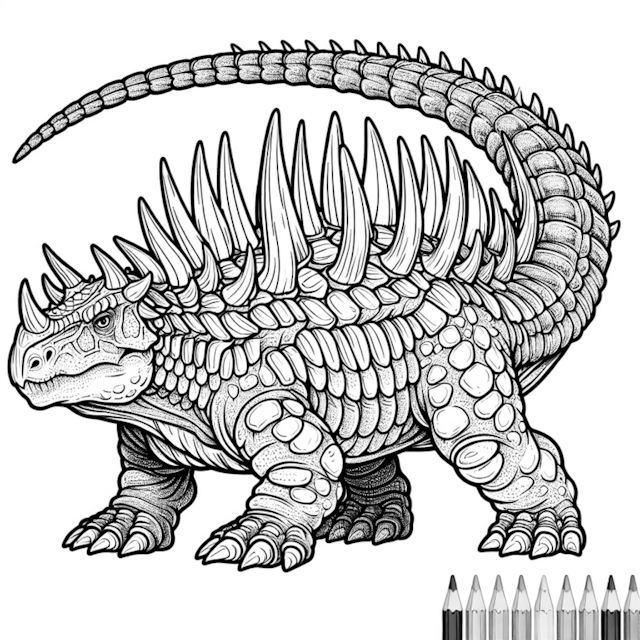 A coloring page of Spiky Ankylosaurus Adventure