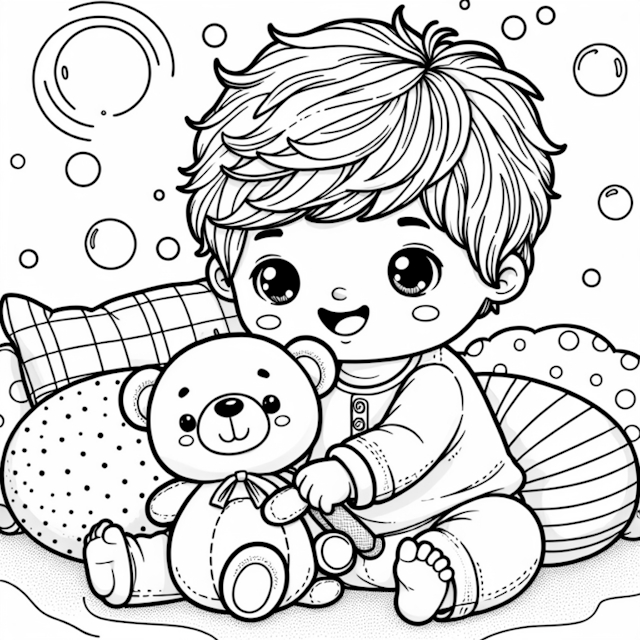 A coloring page of Sweet Moments with Teddy Bear Coloring Page
