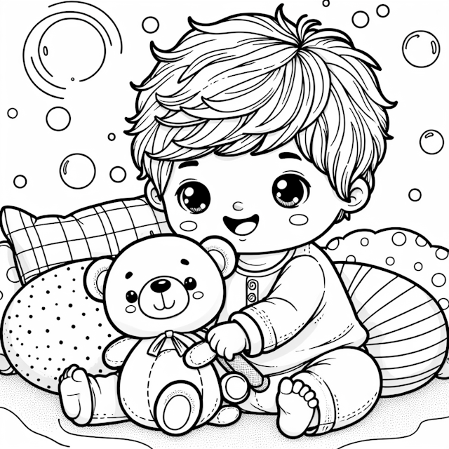 Sweet Moments with Teddy Bear Coloring Page