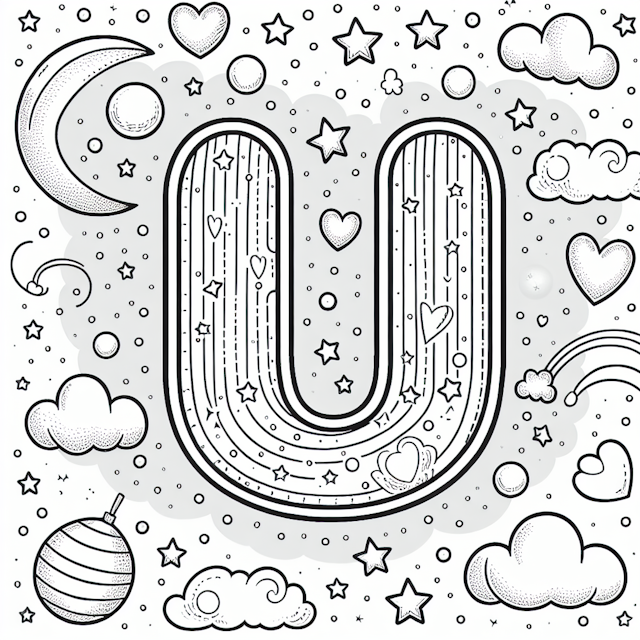 U is for Universe: Stars, Hearts, and Clouds Coloring Fun
