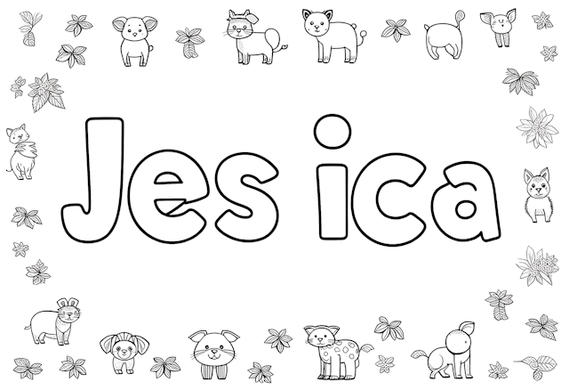 Jessica’s Animal Friends Coloring Page