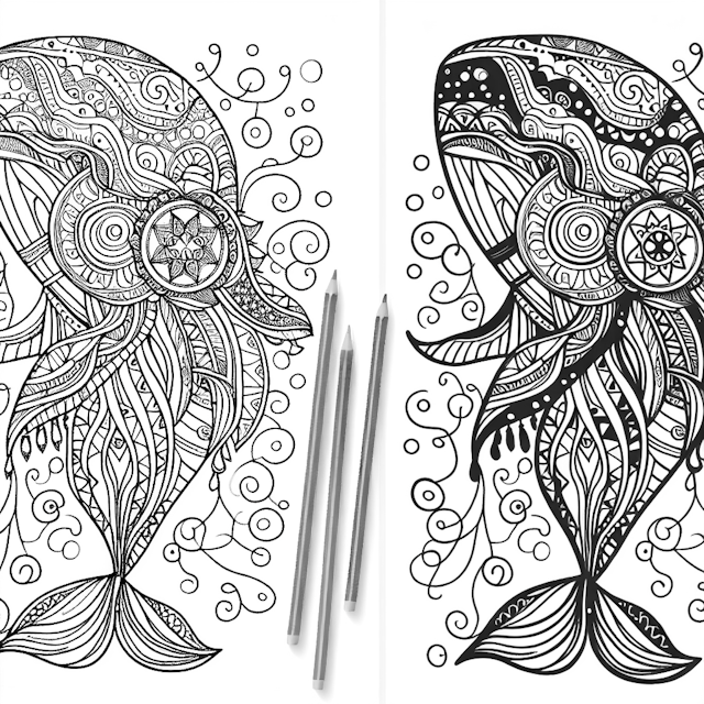 Whimsical Whale Coloring Page